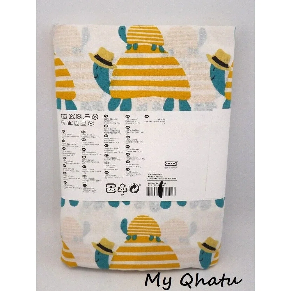 Ikea Rorande Crib Duvet Cover/Pillowcase Turtle Yellow Boy Girl Bedding NEW